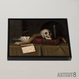 "Artery8 William Michael Harnett Memento Mori Framed Canvas Wall Art Print in Brown - Size: W12"" x H16""" - thumbnail 2