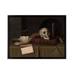 "Artery8 William Michael Harnett Memento Mori Framed Canvas Wall Art Print in Brown - Size: W12"" x H16""" - thumbnail 1