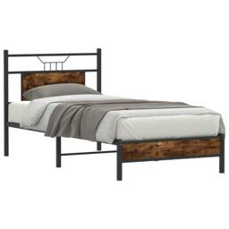 Berkfield Home Decorative Bed Frame Frame Smoked Oak 75x190 cm Small Single Wood in Brown