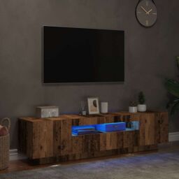 Berkfield Home TV Cabinet with LED Lights Old Wood 160x35x40 cm Engineered Wood in Brown - Size: 160 x 35 x 40 cm - thumbnail 5