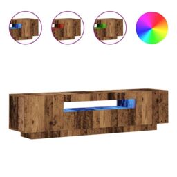 Berkfield Home TV Cabinet with LED Lights Old Wood 160x35x40 cm Engineered Wood in Brown - Size: 160 x 35 x 40 cm - thumbnail 2