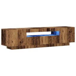 Berkfield Home TV Cabinet with LED Lights Old Wood 160x35x40 cm Engineered Wood in Brown - Size: 160 x 35 x 40 cm - thumbnail 3