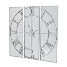 Wyld Haus 110cm Oversized Square Mirrored Wall Clock Skeleton Roman Numerals in Silver - thumbnail 3