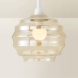 ValueLights Patty Champagne Glass Easy Fit Ceiling Pendant Lamp Shade & Bulb in Light Sand - thumbnail 6