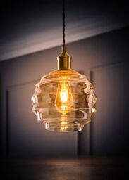 ValueLights Patty Champagne Glass Easy Fit Ceiling Pendant Lamp Shade & Bulb in Light Sand