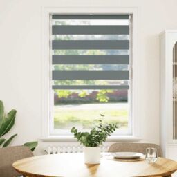 Berkfield Home Zebra Blind Dark Grey 85x100 cm Fabric Width 80.9 cm Polyester - thumbnail 2