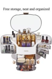 SHEONLY Large Capacity Cosmetic Storage Box With 2 Layers Of Storage Boxes & Transparent Lid in White - thumbnail 5
