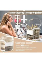 SHEONLY Large Capacity Cosmetic Storage Box With 2 Layers Of Storage Boxes & Transparent Lid in White - thumbnail 4