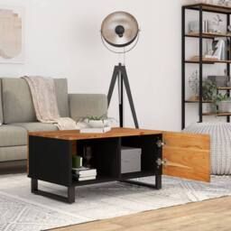 Berkfield Home Beautiful Coffee Table 80x50x40 cm Solid Wood Acacia&Engineered Wood in Brown - Size: 80 x 50 x 40 cm - thumbnail 1