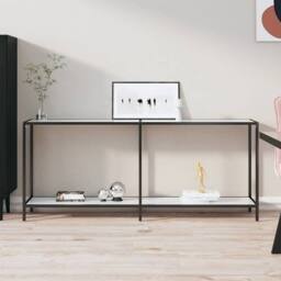 Berkfield Home Console Table White 180x35x75.5 cm Tempered Glass - thumbnail 2