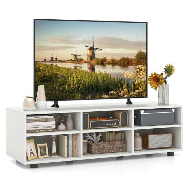 "VOGREX 55"" Wooden TV Stand 6 Compartments in White" - image 1