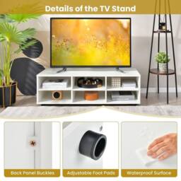 "VOGREX 55"" Wooden TV Stand 6 Compartments in White" - thumbnail 3