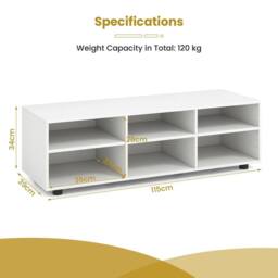 "VOGREX 55"" Wooden TV Stand 6 Compartments in White" - thumbnail 2