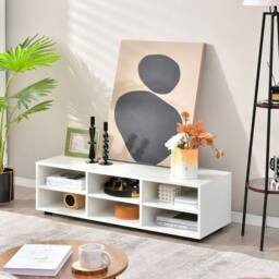 "VOGREX 55"" Wooden TV Stand 6 Compartments in White" - thumbnail 4