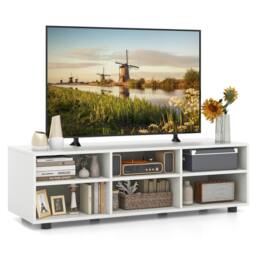 "VOGREX 55"" Wooden TV Stand 6 Compartments in White" - thumbnail 1