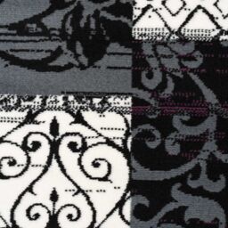 Kukoon Purple Black Grey Traditional Patchwork Living Area Rug - Size: 80 cm x 150 cm - thumbnail 4