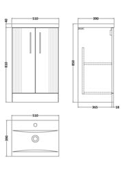 Balterley Floor Standing 2 Door Vanity Unit - Mid-Edge Basin 500mm, Satin Blue - thumbnail 8