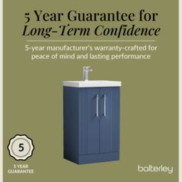Balterley Floor Standing 2 Door Vanity Unit - Mid-Edge Basin 500mm, Satin Blue - thumbnail 6
