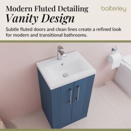 Balterley Floor Standing 2 Door Vanity Unit - Mid-Edge Basin 500mm, Satin Blue - thumbnail 3