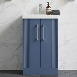 Balterley Floor Standing 2 Door Vanity Unit - Mid-Edge Basin 500mm, Satin Blue - thumbnail 9