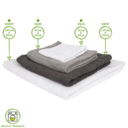 Nicola Spring 6pc Cotton Towels Set - 160cm x 90cm in White - thumbnail 3