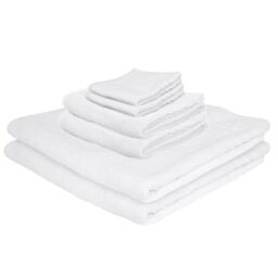 Nicola Spring 6pc Cotton Towels Set - 160cm x 90cm in White - thumbnail 1