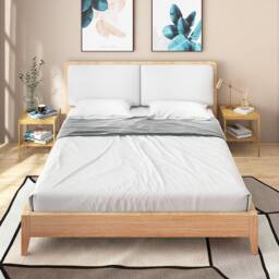 Costway 2PCS Bamboo Side Table End Table w/ Storage Shelf Modern Nightstand in Natural - thumbnail 6