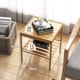 Costway 2PCS Bamboo Side Table End Table w/ Storage Shelf Modern Nightstand in Natural - thumbnail 2