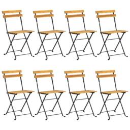 Berkfield Home Beautiful Folding Garden Chairs 8 pcs Steel & Solid Wood Acacia in Brown - thumbnail 3