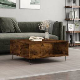 Berkfield Home Coffee Table Smoked Oak 80x80x36.5 cm Engineered Wood in Brown - thumbnail 2