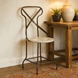 Orsina Cream Metal Chair, Exquisite Metal Dining Chair, Relaxing Footrest Metal Dining Chair