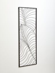Orsina Large Black Leaf Design Metal Wall Art, Modern Artwork For Contemporary Homes, Metal Wall Flower Artwork - thumbnail 3
