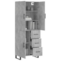Berkfield Home Highboard Concrete Grey 69.5x34x180 cm Engineered Wood - thumbnail 3