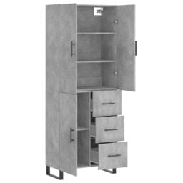 Berkfield Home Highboard Concrete Grey 69.5x34x180 cm Engineered Wood - thumbnail 4