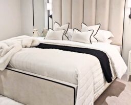 "Bed Choices Herringbone Upholstered Luxury Ottoman Bed 80"" Headboard (Mattress is not included) in Cream - Size: Super King" - thumbnail 3