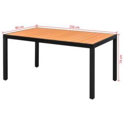 Berkfield Home Garden Table Brown 150x90x74 cm Aluminium & WPC - Size: 150 x 90 x 74 cm - thumbnail 3