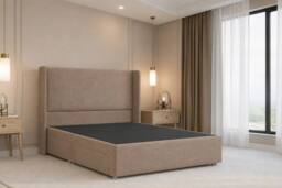 "Nexus Mattresses Ltd Portofino Plush Divan Bed Base No Drawers - 54"" Winged Headboard in Bronze - Size: Single" - thumbnail 1