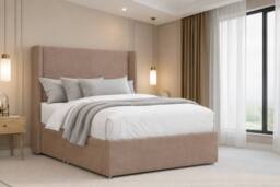 "Nexus Mattresses Ltd Portofino Plush Divan Bed Base No Drawers - 54"" Winged Headboard in Bronze - Size: Single" - thumbnail 2