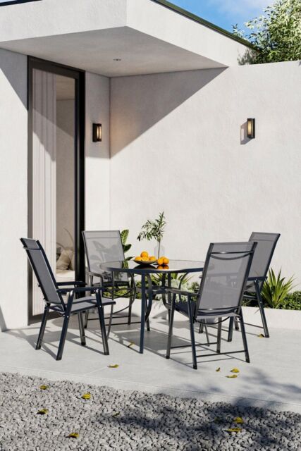 Garden Sanctuary 5 Piece Outdoor Garden Steel Round Table & Chair Set in Black - image 1