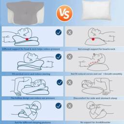 NESTLUNE Orthopedic Pillow Ergonomic Side Sleeper Pillow in Grey - Size: Cot - thumbnail 2