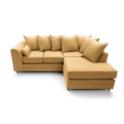 Abakus Direct Darcy Corner Sofa Right Hand Facing in Smart Linen Fabric in Mustard - thumbnail 4