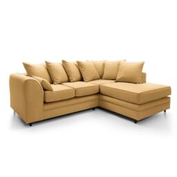 Abakus Direct Darcy Corner Sofa Right Hand Facing in Smart Linen Fabric in Mustard - thumbnail 2