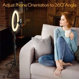 "VOGREX 12"" LED Ring Light Tripod Stand with Phone Mount for Video in Black" - thumbnail 5