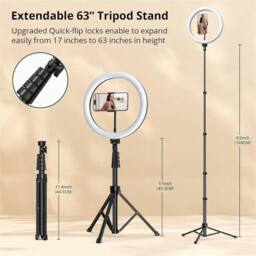 "VOGREX 12"" LED Ring Light Tripod Stand with Phone Mount for Video in Black" - thumbnail 2