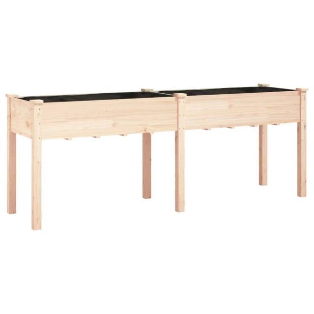 Berkfield Home Planter with Liner 203x53x76 cm Solid Wood Fir in Natural - Size: 203 x 53 x 76 cm - image 1