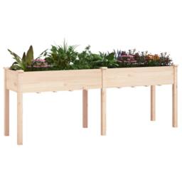Berkfield Home Planter with Liner 203x53x76 cm Solid Wood Fir in Natural - Size: 203 x 53 x 76 cm - thumbnail 3
