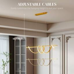 HOMCOM Pendant Light, Ceiling Light with 3 Colour Temperatures, Gold Tone - thumbnail 5