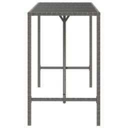 Berkfield Home Beautiful Bar Table with Glass Top Grey 180x70x110 cm Poly Rattan - Size: 180 x 70 x 110 cm - thumbnail 4