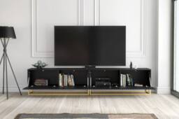 Creative Furniture Ripple Duo TV Unit 200cm - Modern Fluted Design with Push to Open Doors in Black - thumbnail 9