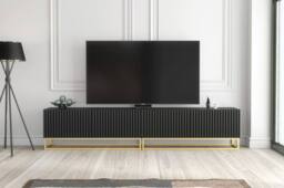 Creative Furniture Ripple Duo TV Unit 200cm - Modern Fluted Design with Push to Open Doors in Black - thumbnail 8